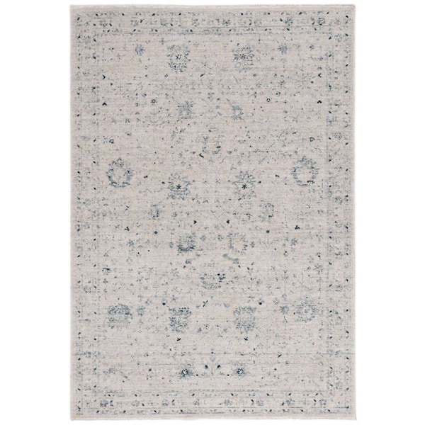 SAFAVIEH Antique Patina 4 ft. x 6 ft. Ivory/Blue Border Floral Area Rug