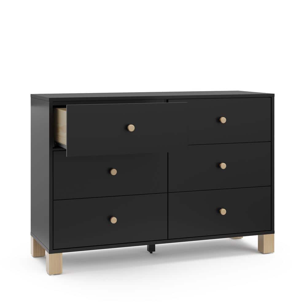 Black and Driftwood 6-Drawer Nursery Dresser
