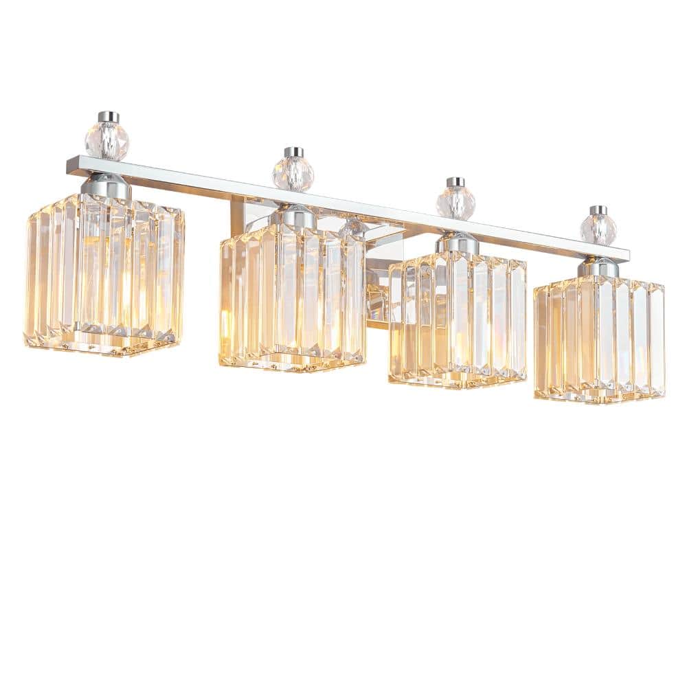 28.34 in.4-Light Chrome Vanity Light Modern Fixtures Over Mirror For Bathroom price history on PriceWatchPro