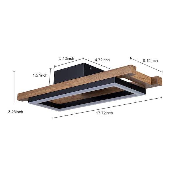 Iris 1-Light 17.72 in. Integrated LED Wood Flush Mount Ceiling Light