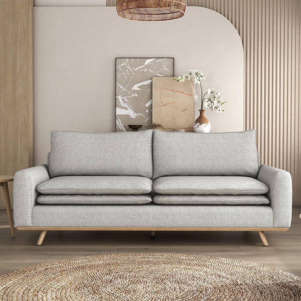 Oak Light Gray Cotton Blend Lawson Sofa with Removable Cushions
