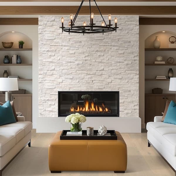 Arctic White Ledger Panel 6 in. x 24 in. Splitface Marble Wall Tile (6 sq. ft./Case)