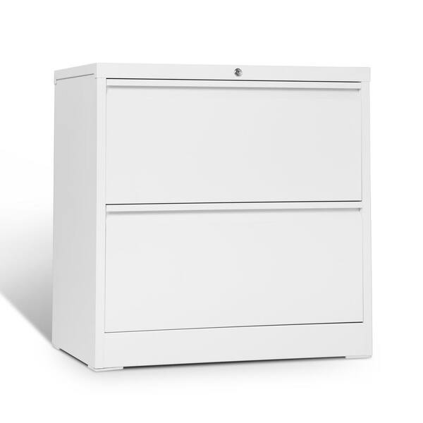 Qualfurn White Metal File Cabinet with 2-Drawers
