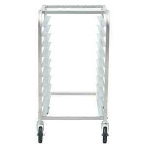 10-Tier Bun Pan Rack, 26in. L x 20. 3in. W x 39in. H, Aluminum Bakery Storage Trolley with Brake Wheels