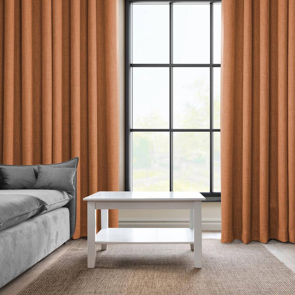 Desert Orange Faux Linen Blackout Grommet Window Panel - 50" x 96"