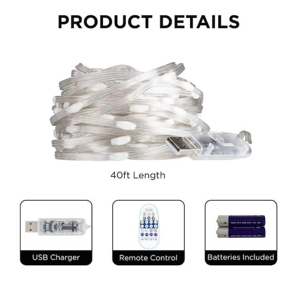 40 ft. USB Powered Sound Reactive RGBIC Dot Lights with 28key
