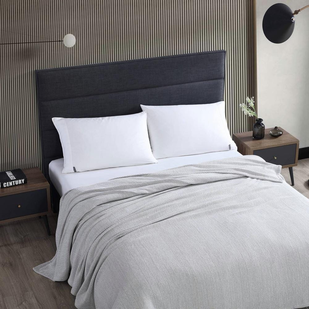 King Grey Cotton Reversible Chenille Blanket