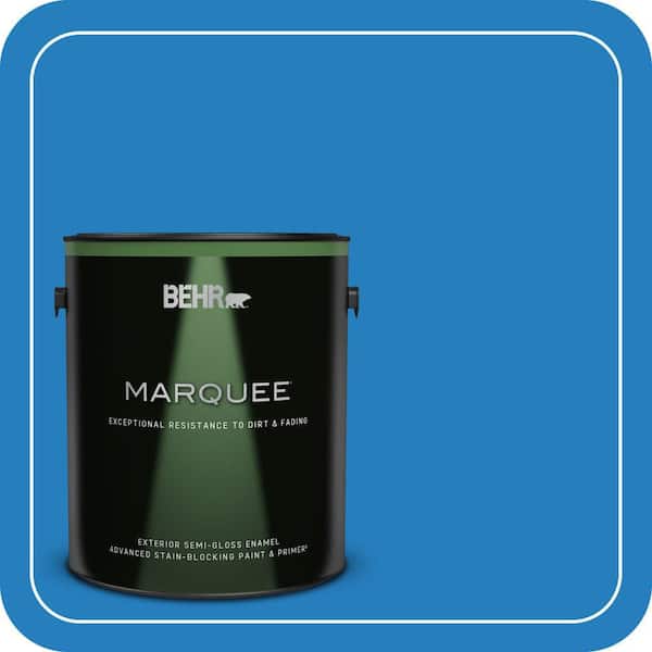 BEHR MARQUEE 1 gal. #P510-6 Brilliant Blue Semi-Gloss Enamel Exterior Paint & Primer