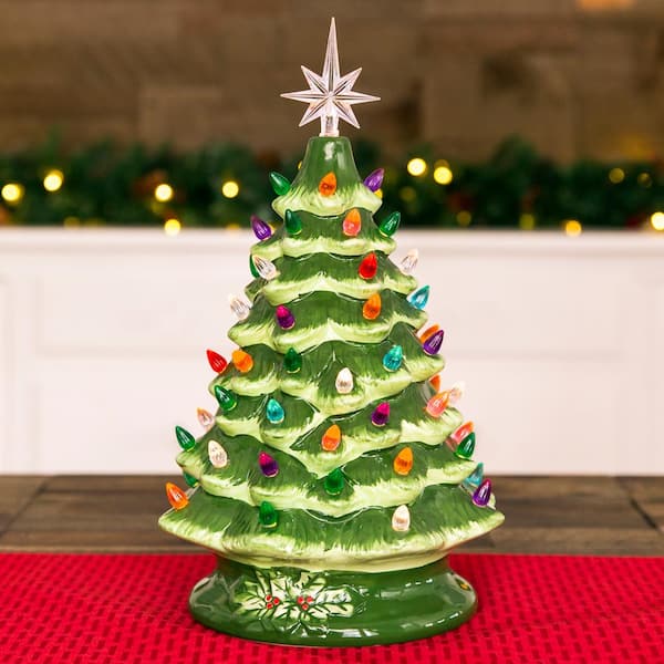 Imitation Ceramic Christmas Tree,Ceramic Christmas Trees That Light Up  ,Vintage Porcelain Christmas Tree with Lights for Christmas and Home