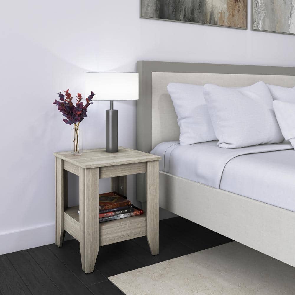 Prato Modern 1-Shelf Nightstand, Barnwood Gray - Small Bedside Table with S