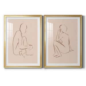 Kate and Laurel Thinking of You Line Art, Sitting Beauty by Rachel Lee  Framed Culture Canvas Wall Art Print 24 in. x 18 in. (Set of 2) 223384 -  The Home Depot