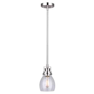 Carson 1-Light Brushed Nickel Pendant Light with Seeded Glass Shade