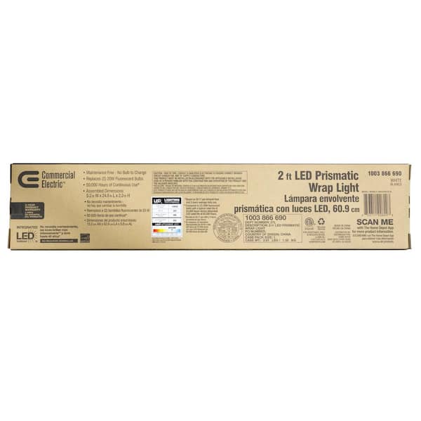 Commercial Electric 1-Pack 2 ft. 120-Volt 1900 Lumens White