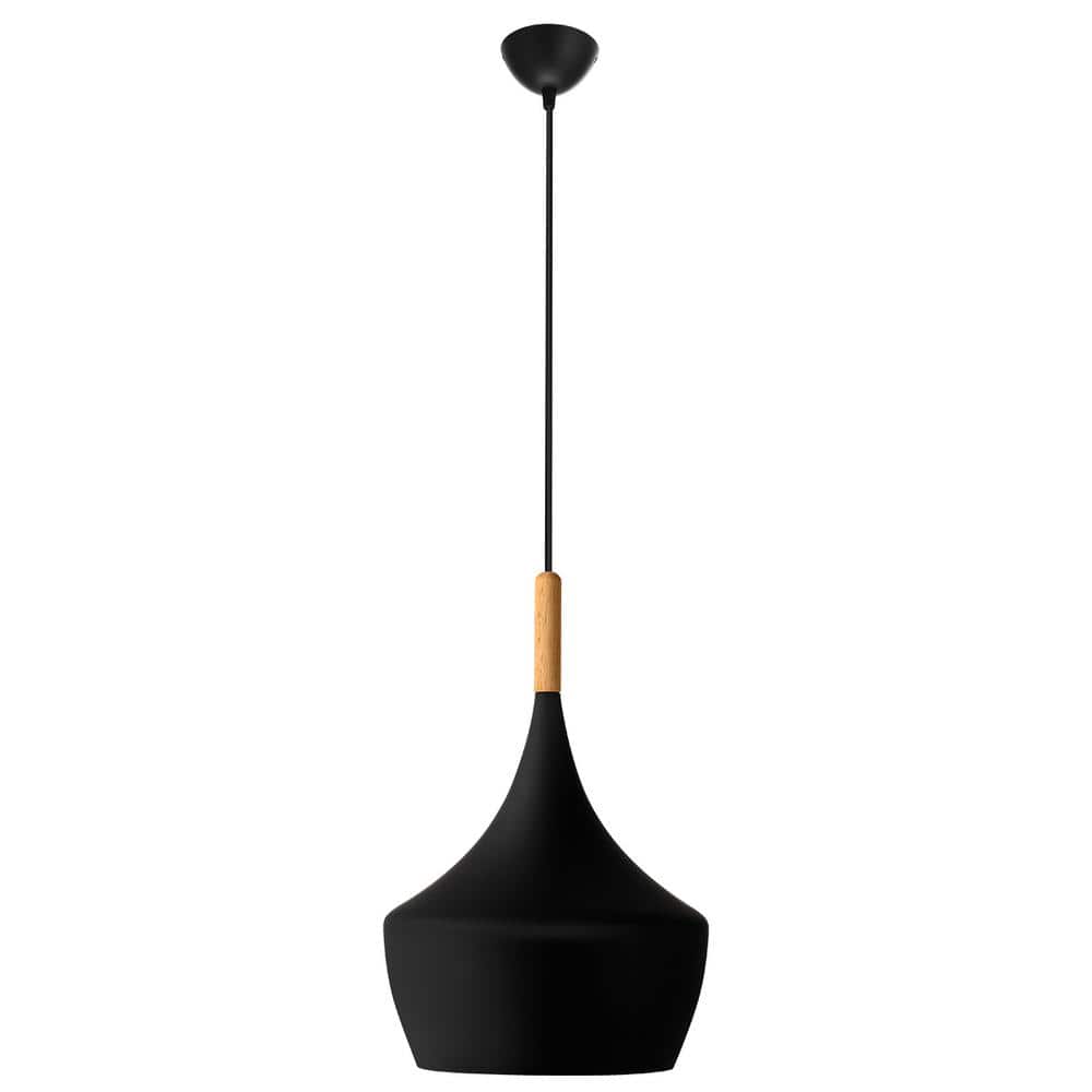 Matte Black Aluminum Dome Pendant Light with Adjustable Cord