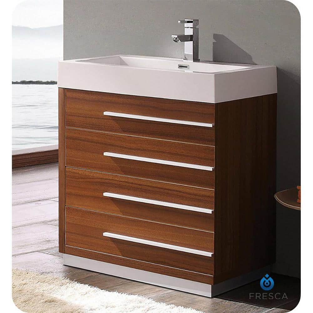 Teak 30" Modern Engineered Wood Bathroom Vanity Base