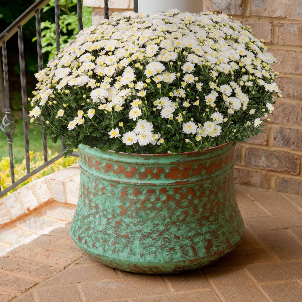 Hand-Hammered Patina Copper Garden Hose Storage Pot