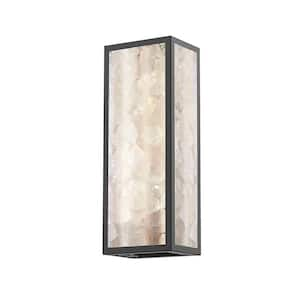 Salt Creek 24.5 in. Black Indoor/Outdoor Hardwired Wall LED Sconce with Clear Acrylic Shade/Quartz Crystalline Inserts