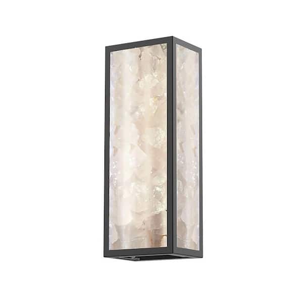 The Great Outdoors Salt Creek 24.5 in. Black Indoor/Outdoor Hardwired Wall LED Sconce with Clear Acrylic Shade/Quartz Crystalline Inserts
