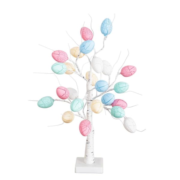 2 ft. Pre-Lit Artificial Easter Egg Twig Tree with 24 LED Lights