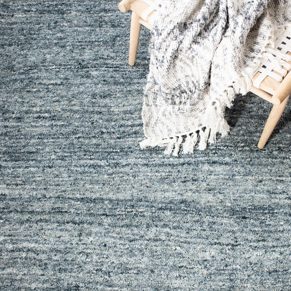 Handmade Blue and Gold Wool Tufted Rectangular Rug, 3' x 5'