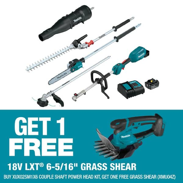 18V LXT Couple Shaft Power Head Kit w/String and Hedge Trimmer, Pole Saw & Blower Attachments, 4.0Ah w/bonus Grass Shear