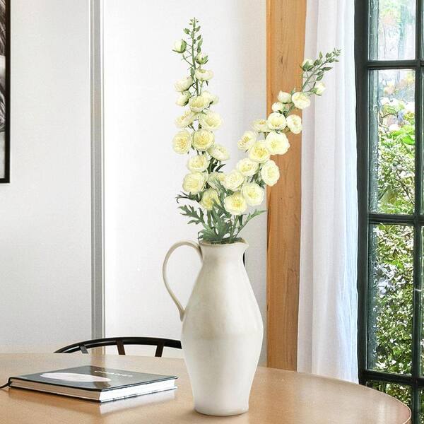 LIVING LUXURY 36 in. Cream White Artificial Hybrid Delphinium