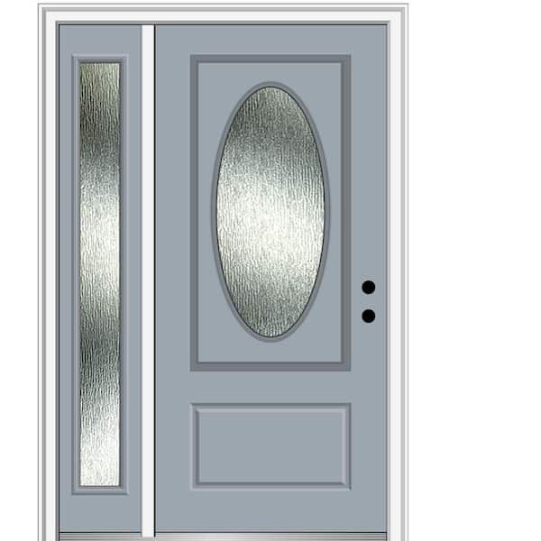 MMI Door 48 in. x 80 in. Left-Hand/Inswing Rain Glass Storm Cloud Fiberglass Prehung Front Door on 4-9/16 in. Frame