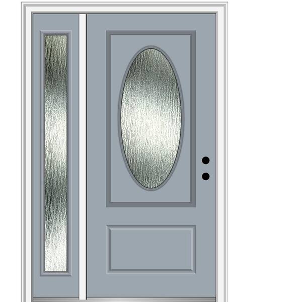 MMI Door 48 in. x 80 in. Left-Hand Inswing Rain Glass Storm Cloud Fiberglass Prehung Front Door on 6-9/16 in. Frame