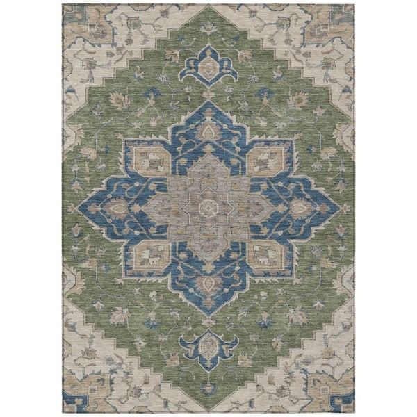 Chantille Machine Washable Indoor/Outdoor Abstract ACN2950 Basil 10 ft. x 14 ft. Area Rug
