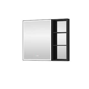 36 in. W x 30 in. H Rectangular Black Framed Aluminum Recessed/Surface Mount LED Medicine Cabinet with Mirror,Anti-fog