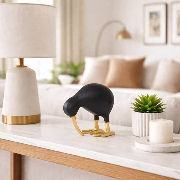 Liv & Skye Black Gold 7.5 in. x 8 in. Metal Kiwi Mom Animal