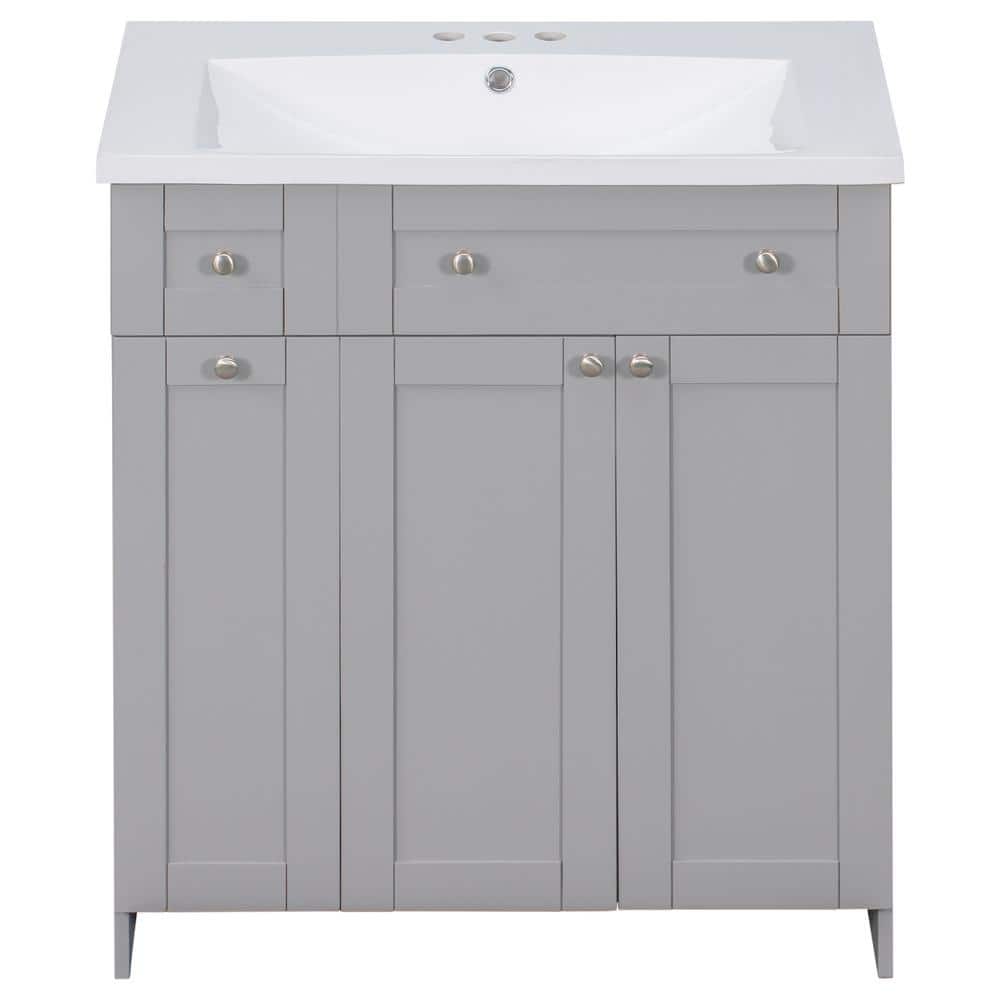 30.00 in. W x 18.00 in. D x 34.50 in. H Freestanding Bath Vanity in Gray wi