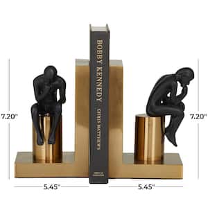 Gold Metal The Thinker People Bookends (Set of 2)