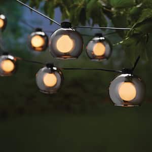 Outdoor/Indoor 10 ft. Plug-In G Type Bulb Incandescent String Light with 8-Smoky Glass Shades