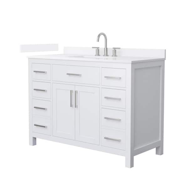Beckett 48 in. Single Freestanding White Bath Vanity with White Quartz Top (Assembled)