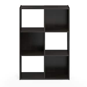 Pelli 35.94 in. Espresso Wood 6-shelf Cube Bookcase with Open Back