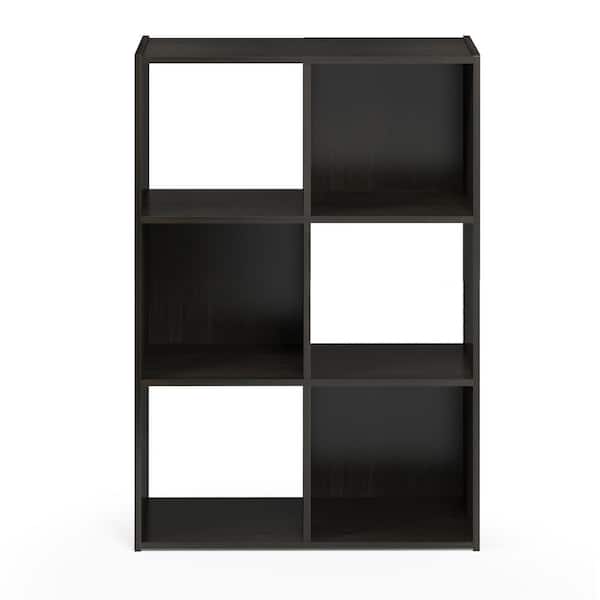 Furinno Pelli 35.94 in. Espresso Wood 6-shelf Cube Bookcase with Open Back