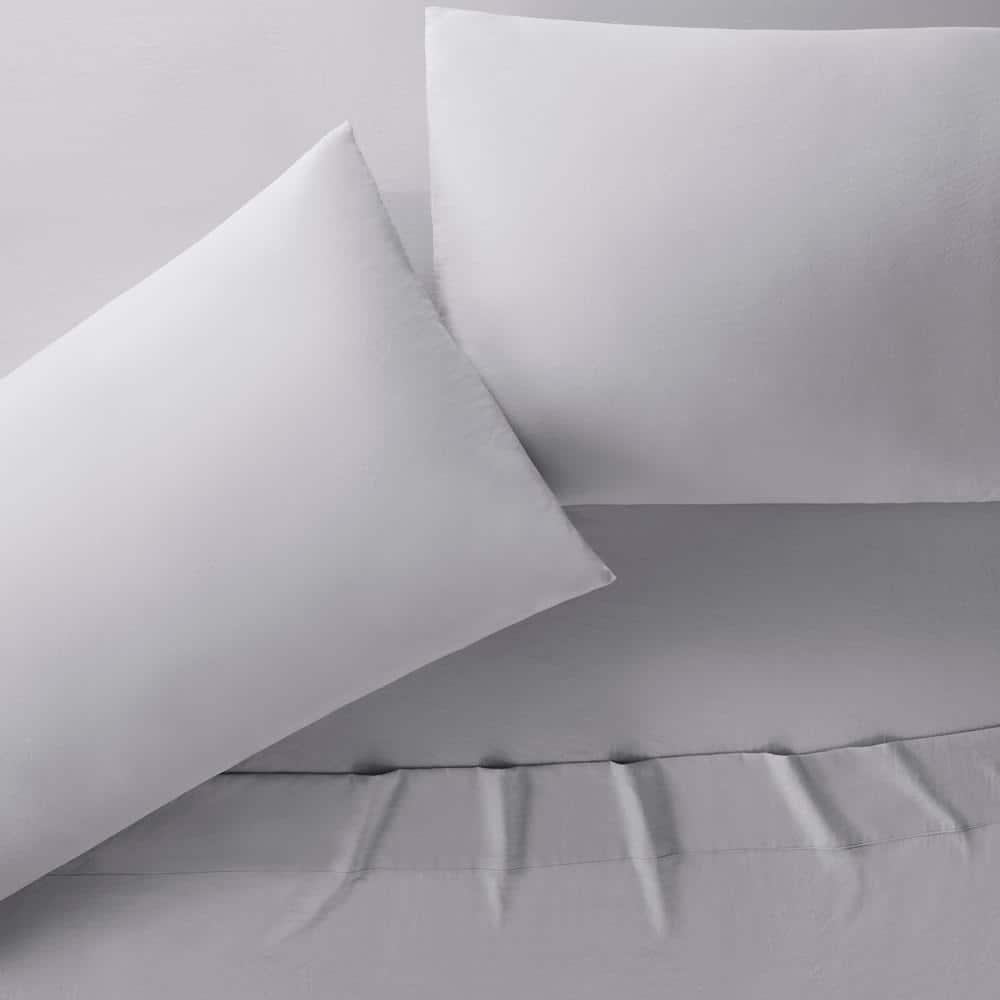 Light Grey Twin Microfiber Cooling Sheet Set with Pillowcase