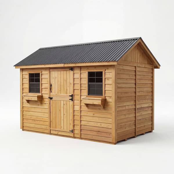Cabana 12 ft. W x 8 ft. D Cedar Wood Garden Shed with Metal Roof (96 sq. ft.)