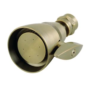 Made To Match 1-Spray Patterns 2.25 in. Wall Mount Jet Fixed Shower Head in Antique Brass