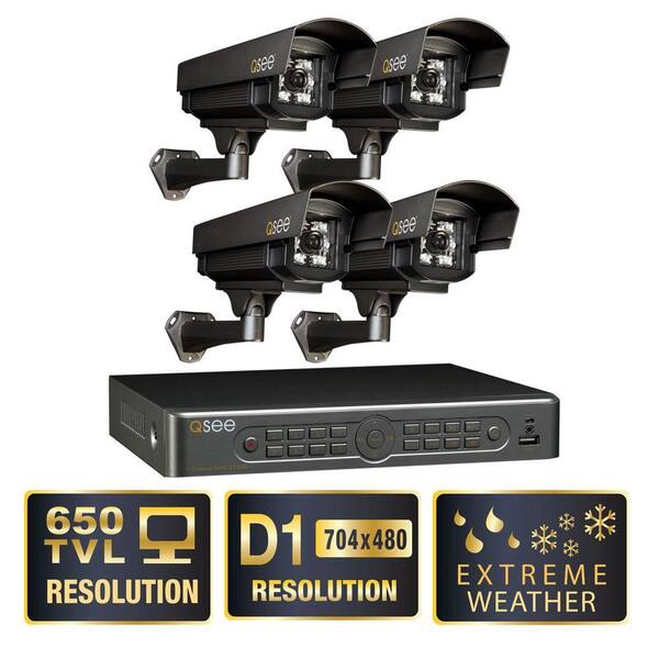 Q-SEE Elite Series 8-Channel Full D1 1TB Surveillance System with (4) Extreme Weather 650 TVL Cameras, 120 ft. Night Vision