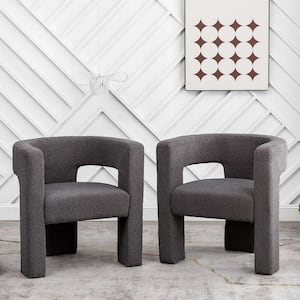Gray 28 in. Wide Boucle Upholstered Square Armchair Set of 2
