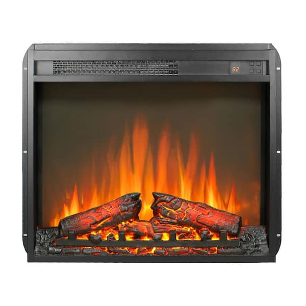 23 in. 1400-Watt Black 5000 BTU Recessed Electric Fireplace Utility Convection Infrared Space Heater with Remote