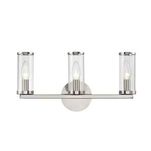 Revolve 17 in. 3 Light 60-Watt Clear Glass/Polished Nickel Vanity Light