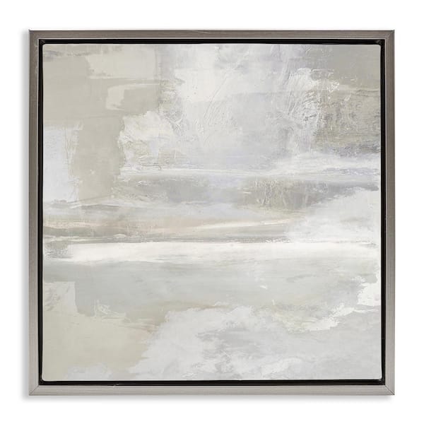 Contemporary Neutrals Abstract by Rachel Springer Gray Floater Frame Abstract Graphic Art Print 25 in. x 25 in.