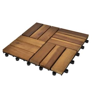 11.8 in. x 11.8 in. Square Acacia Wood Flooring Tiles Decking Tiles (Pack of 30 Tiles)