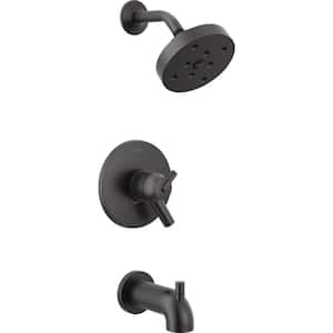 Trinsic 1-Handle Wall Mount Tub and Shower Faucet Trim Kit in Matte Black with H2OKinetic (Valve Not Included)