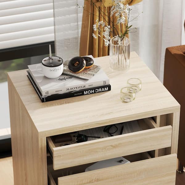 FUFU&GAGA Oak Finish 4-Drawer 23.6 in. Chest of Drawers with