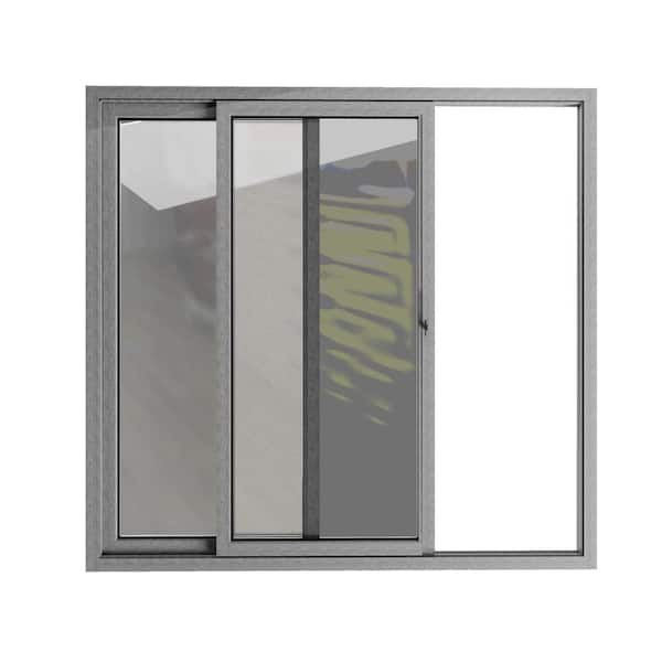 VDOMDOORS 8166 64 in. X 80 in. Grey Color Right Hand Finished Metal-Plastic Patio Door