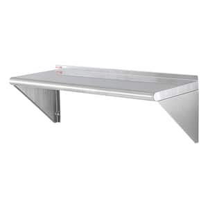 Stainless Steel Shelf 12 in. x 36 in. Wall Mounted Floating Shelving with Brackets 250 lbs Load Commercial Shelve,Silver